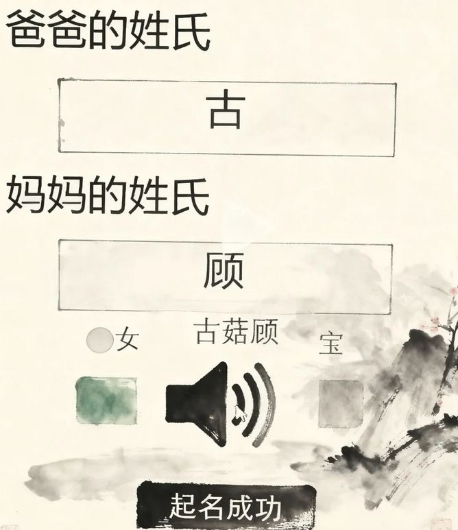 爸姓古媽姓顧 AI給孩子取名古菇顧: 古菇顧名字測試,打分~